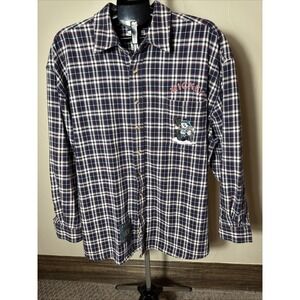 VTG 90s Disney Store Mens XL Heavy Flannel Shirt Mickey's Ski Lodge Embroidered